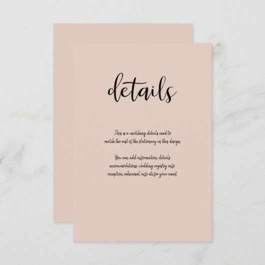 Moderne minimale schwarze Farbe JEDE FARBdetails RSVP Karte (Vorne/Hinten)