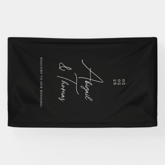 Moderne, minimale, schwarze Hochzeit Banner (Horizontal)