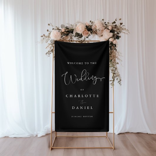 Moderne, minimale, schwarze Hochzeit Banner