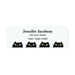 Moderne Minimale Schwarze Katze Rücksendeadresse
