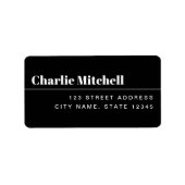 Moderne minimale schwarze Rücksendeadresse Adressaufkleber (Vorne)