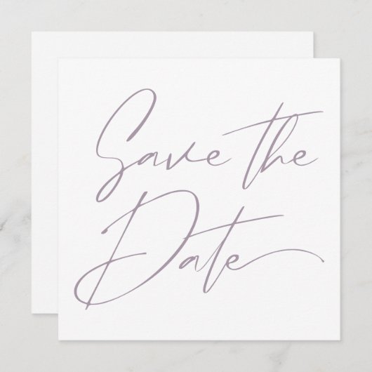 Moderne Minimale Script Calligrafy Blush Pink Rosé Save The Date (Vorne/Hinten)
