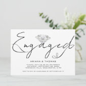 Moderne Minimale Script-Engagement Party Einladung (Stehend Vorderseite)