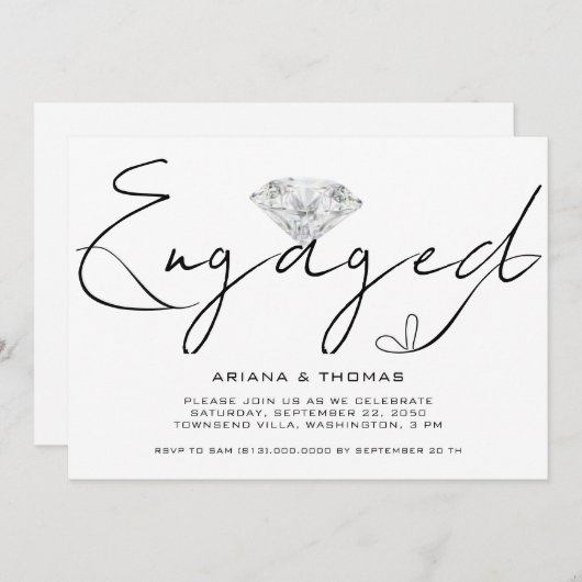 Moderne Minimale Script-Engagement Party Einladung (Vorne/Hinten)