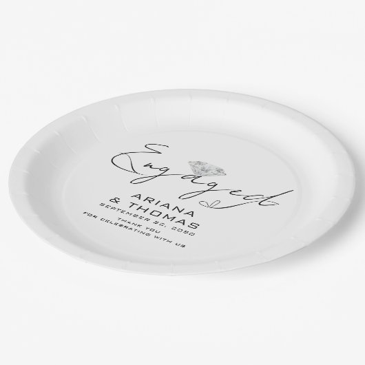 Moderne Minimale Script-Engagement Party Pappteller (Schrägansicht)