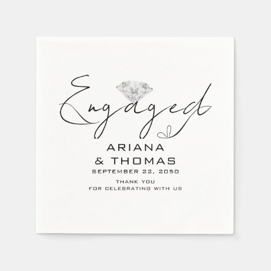 Moderne Minimale Script-Engagement Party Serviette (Vorderseite)