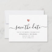 Moderne Minimale Script-Rose Gold Vow Erneuerung Save The Date (Vorderseite)