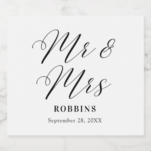 Moderne Minimale Script Typografy Wedding Schaumweinetikett (Einzelnes Label)