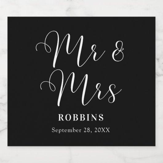 Moderne Minimale Script Typografy Wedding Schaumweinetikett (Einzelnes Label)