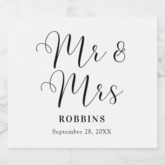 Moderne Minimale Script Typografy Wedding Schaumweinetikett (Einzelnes Label)