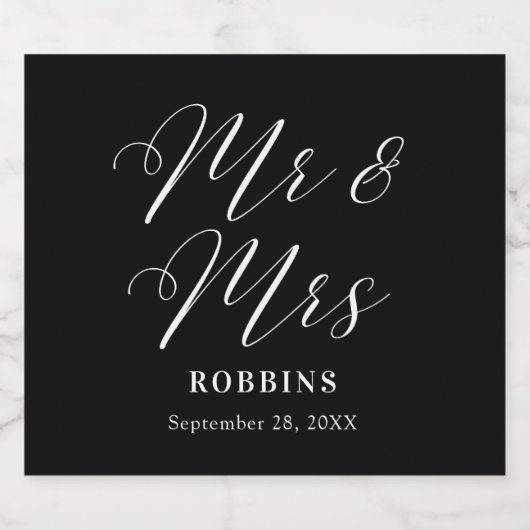Moderne Minimale Script Typografy Wedding Schaumweinetikett (Einzelnes Label)