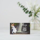 moderne minimale Skript-uAwg qr-Code Foto Hochzeit Begleitkarte (Stehend Vorderseite)