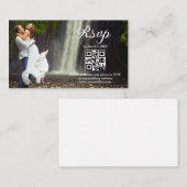 moderne minimale Skript-uAwg qr-Code Foto Hochzeit Begleitkarte (Vorne/Hinten)