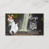 moderne minimale Skript-uAwg qr-Code Foto Hochzeit Begleitkarte (Vorderseite)