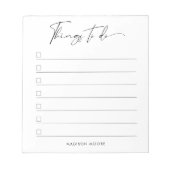 Moderne minimale Skriptkalligraphie To do list Notizblock (Vorderseite)