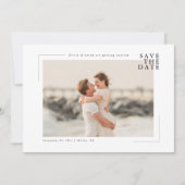 Moderne Minimale Strand-Foto-Hochzeit Save the Dat Date (Vorderseite)