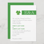 Moderne minimale Streifen & Kleeblatt grüne irisch Einladung (Vorne/Hinten)