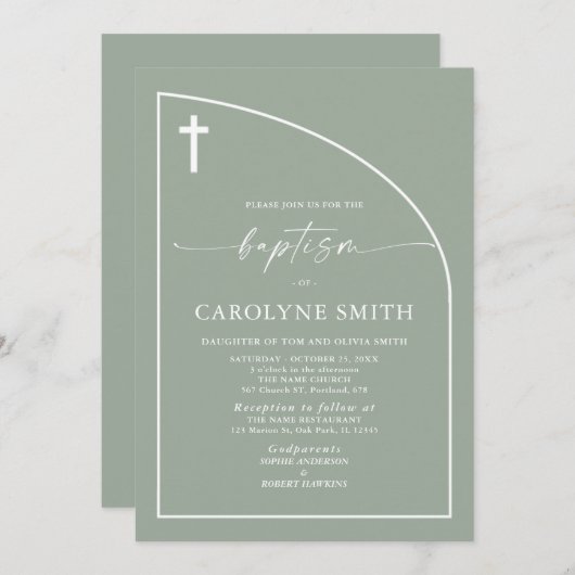 Moderne Minimale Taufe Feier Taufe Taufe Invitat Einladung (Vorne/Hinten)