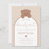 Moderne minimale Teddybär-Neutral-Babydusche Einladung (Vorderseite)