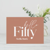 Moderne minimale Terracotta einfache 50. Geburtsta Einladung (Stehend Vorderseite)