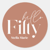 Moderne minimale Terracotta einfache 50. Geburtsta Runder Aufkleber (Vorderseite)