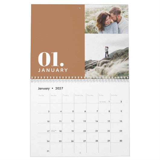 Moderne minimale Terracotta-MultiFoto Kalender (Jan 2027)