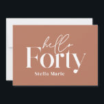 Moderne minimale Terrakotta einfache 40. Geburtsta Einladung<br><div class="desc">Moderne minimale Typografie einfache Terrakotta und weiß 40. Geburtstagseinladung. Teil einer zeitgenössischen Sammlung.</div>