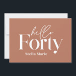 Moderne minimale Terrakotta einfache 40. Geburtsta Einladung<br><div class="desc">Moderne minimale Typografie einfache Terrakotta und weiß 40. Geburtstagseinladung. Teil einer zeitgenössischen Sammlung.</div>