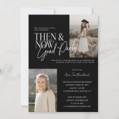 Moderne minimale "Then & Now Graduation Party Foto Einladung (Vorderseite)