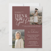 Moderne minimale "Then & Now Graduation Party Foto Einladung (Vorderseite)