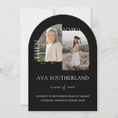 Moderne minimale "Then & Now Graduation Party Foto Einladung (Vorderseite)