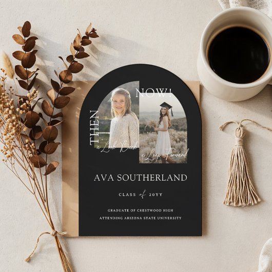 Moderne minimale "Then & Now Graduation Party Foto Einladung