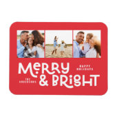 Moderne minimale Typografie 3 Foto Weihnachtsspass Magnet (Horizontal)