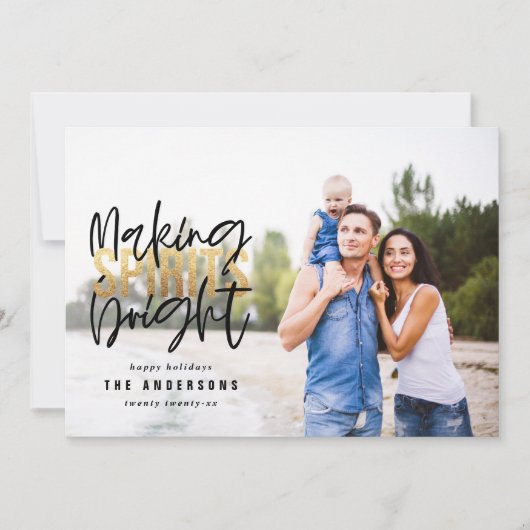 Moderne minimale Typografie Chic Gold Weihnachten (Vorderseite)