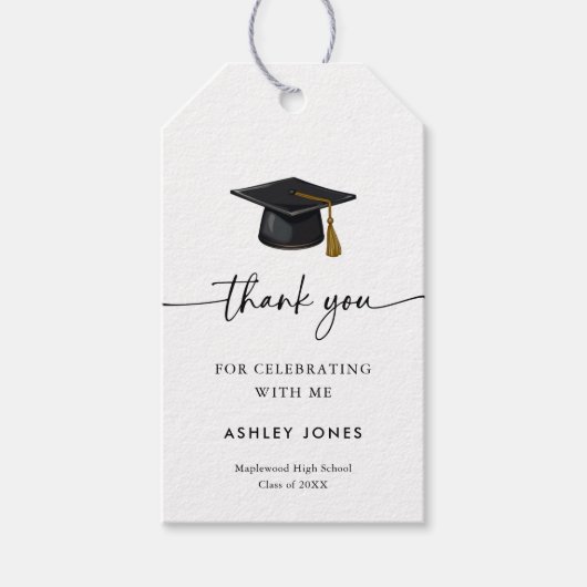 Moderne Minimale Typografie Danke Abschluss Geschenkanhänger (Vorderseite)