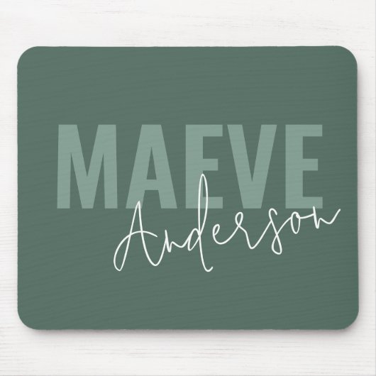 Moderne minimale Typografie durch grüne Eleganz Mousepad (Vorne)