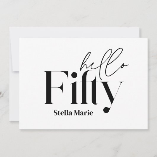 Moderne minimale Typografie, einfach 50. Geburtsta Einladung (Vorderseite)