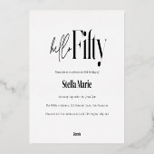 Moderne minimale Typografie, einfach 50. Geburtsta Folieneinladung (Rückseite)