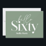 Moderne minimale Typografie, einfach 60. Geburtsta Einladung<br><div class="desc">Moderne minimale Typografie einfache sage grün und weiß 60. Geburtstag Einladung. Teil einer zeitgenössischen Sammlung.</div>