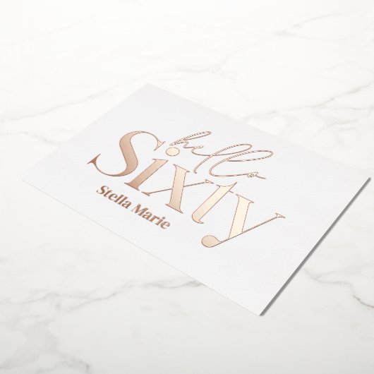 Moderne minimale Typografie, einfach 60. Geburtsta Folieneinladung (Gedreht)