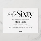 Moderne minimale Typografie, einfach 60. Geburtsta Folieneinladung (Rückseite)