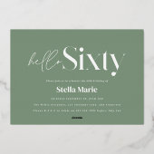 Moderne minimale Typografie, einfach 60. Geburtsta Folieneinladung (Rückseite)