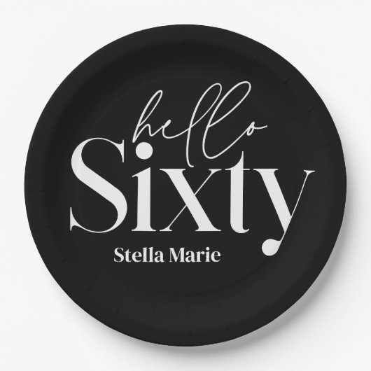 Moderne minimale Typografie, einfach 60. Geburtsta Pappteller (Vorderseite)