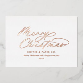 Moderne minimale Typografie, elegante Skripterstel Folien Feiertagskarte