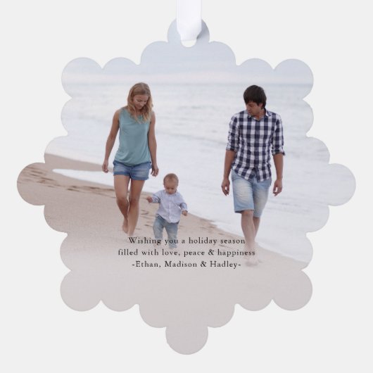 Moderne Minimale Typografie Frohe Weihnachten 2 Fo Ornament Karte (Rückseite)