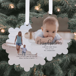 Moderne Minimale Typografie Frohe Weihnachten 2 Fo Ornament Karte