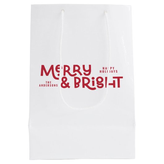 Moderne minimale Typografie fröhlich und hell Mittlere Geschenktüte (Rückseite)