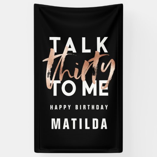 Moderne minimale Typografie Girly Rose Gold 30. Banner (Vertikal)