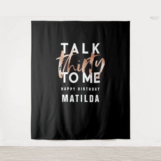 Moderne minimale Typografie Girly Rose Gold 30. Ve Wandteppich (Vorderseite)