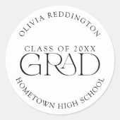 Moderne Minimale Typografie-Klasse 2025 Grad Runder Aufkleber (Vorderseite)